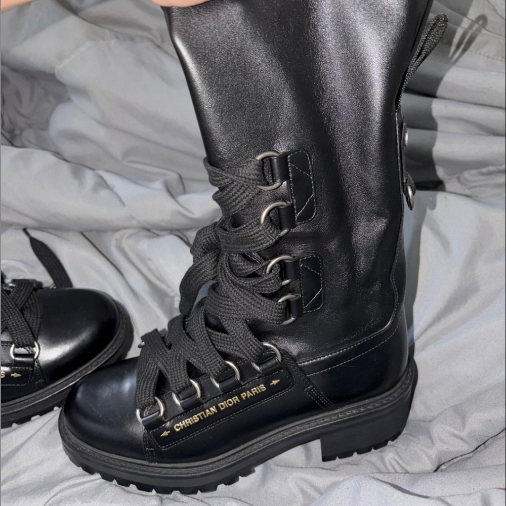Dior Women's Black Leather Combat Boots